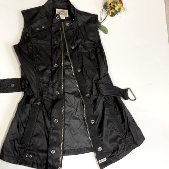 Converse All Star Zip Up Belted Edgy Moto Vest With Snap Collar Black Small EUC - Picture 3 of 12